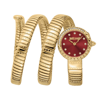 Just Cavalli Women's Enchanting Snake Red Dial Watch – Model JC1L302M0035