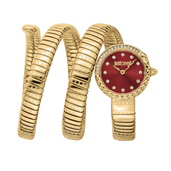 Just Cavalli Women's Enchanting Snake Red Dial Watch – Model JC1L302M0035