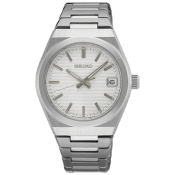 Seiko SUR573P1 Classic Quartz Watch – White Dial with Stainless Steel Bracelet