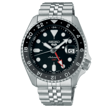 Seiko 5 Sports GMT Automatic Watch – SSK001K1 – Black Dial with Stainless Steel Bracelet