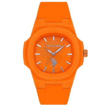 U.S. Polo Assn. Men's Analog Watch – USPA1050-04 with Full Orange Dial & Orange Silicone Strap